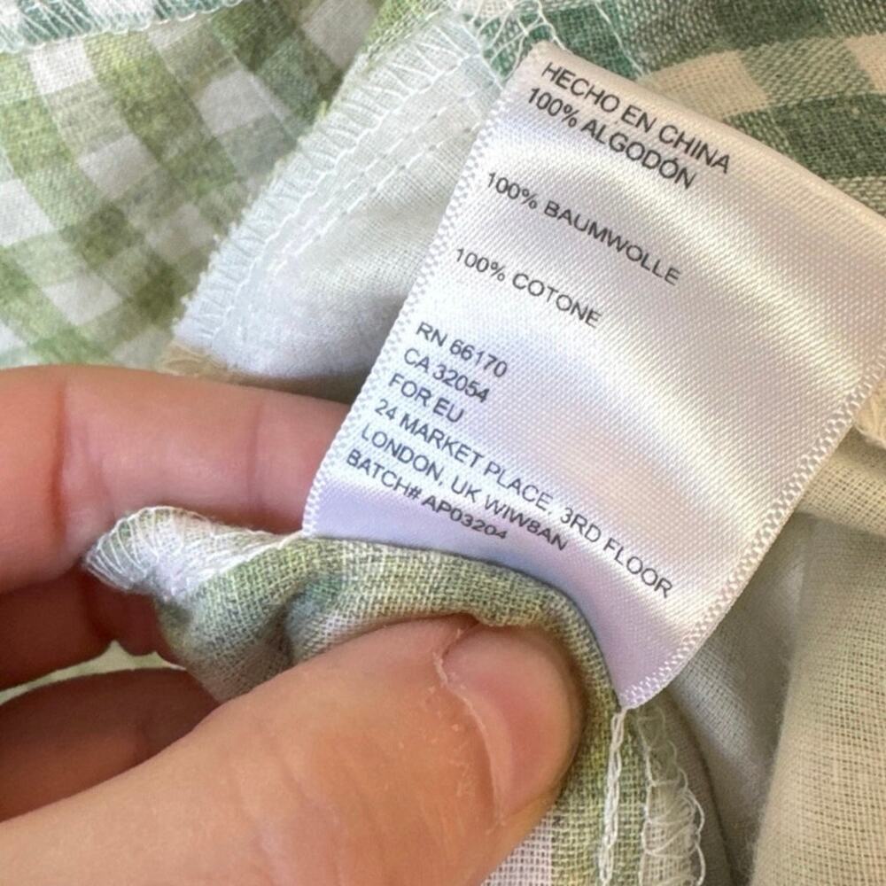 URBAN OUTFITTERS UO Leanna Gingham Cropped Flare Pant Green 100% Cotton Sz Small - Picture 8 of 9